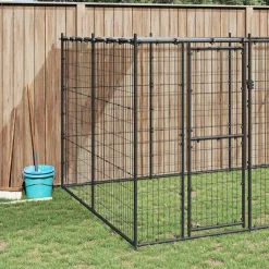 Huisdierbenodigdheden*vidaXL Hondenkennel met dak 7,26 m² staal Zwart en zilver