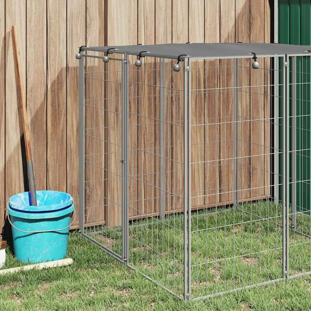 Huisdierbenodigdheden*vidaXL Hondenkennel 110x110x110 cm staal kleurig Zilver
