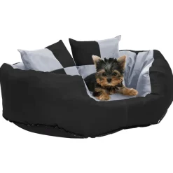 Huisdierbenodigdheden*vidaXL Hondenkussen omkeerbaar en wasbaar 65x50x20 cm Grijs en zwart