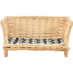 Huisdierbenodigdheden*vidaXL Hondenmand met kussen 50x33x30 cm natuurlijk wilgen Naturel