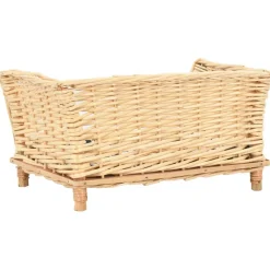 Huisdierbenodigdheden*vidaXL Hondenmand met kussen 50x33x30 cm natuurlijk wilgen Naturel