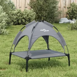 Huisdierbenodigdheden*vidaXL Hondenmand met luifel oxford stof en staal antracietkleurig