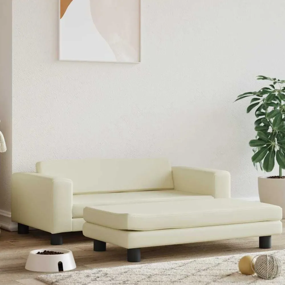 Huisdierbenodigdheden*vidaXL Hondenmand met verlengstuk 100x50x30 cm kunstleer crèmekleurig Crème