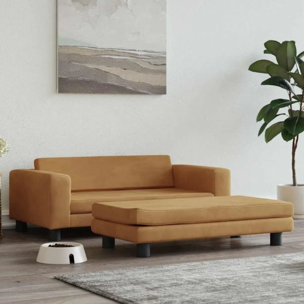 Huisdierbenodigdheden*vidaXL Hondenmand met verlengstuk 100x50x30 cm fluweel Bruin