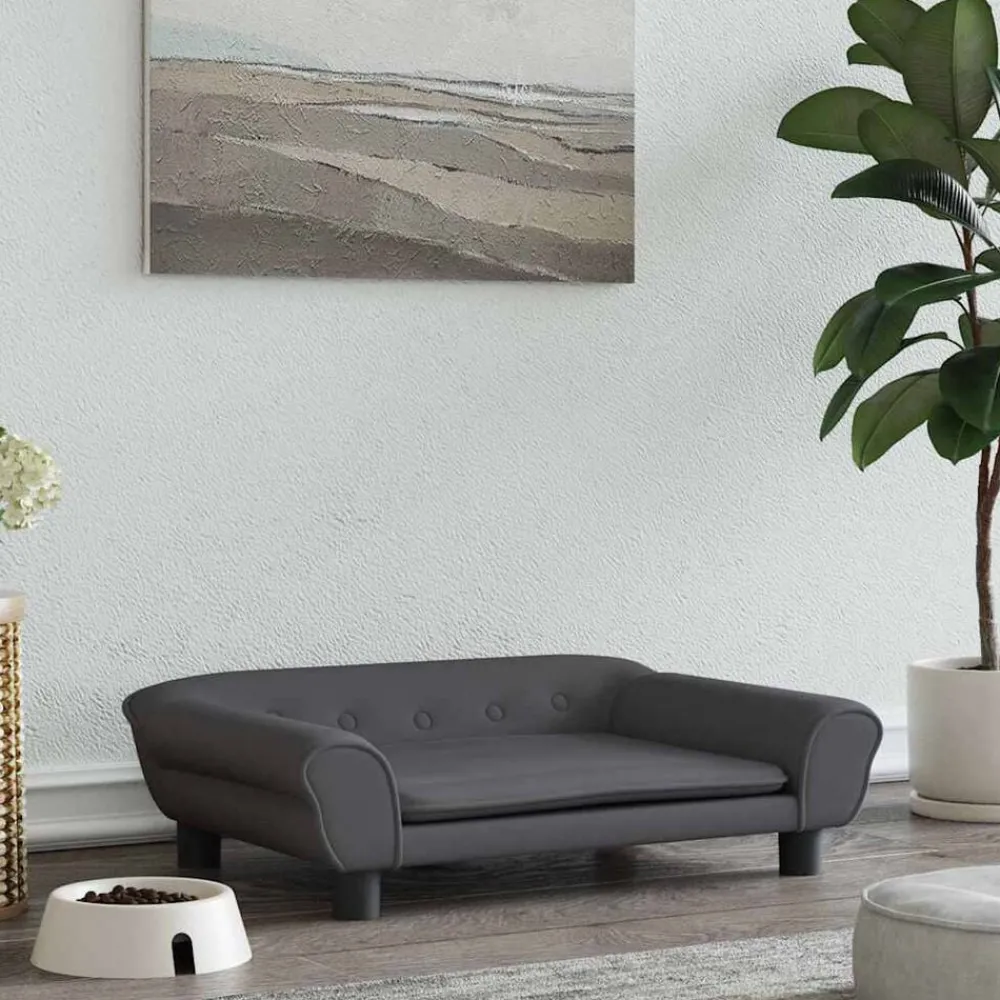 Huisdierbenodigdheden*vidaXL Hondenmand 70x48x22 cm fluweel Donkergrijs