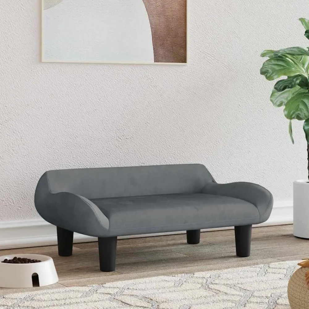 Huisdierbenodigdheden*vidaXL Hondenmand 70x40x24 cm fluweel Donkergrijs