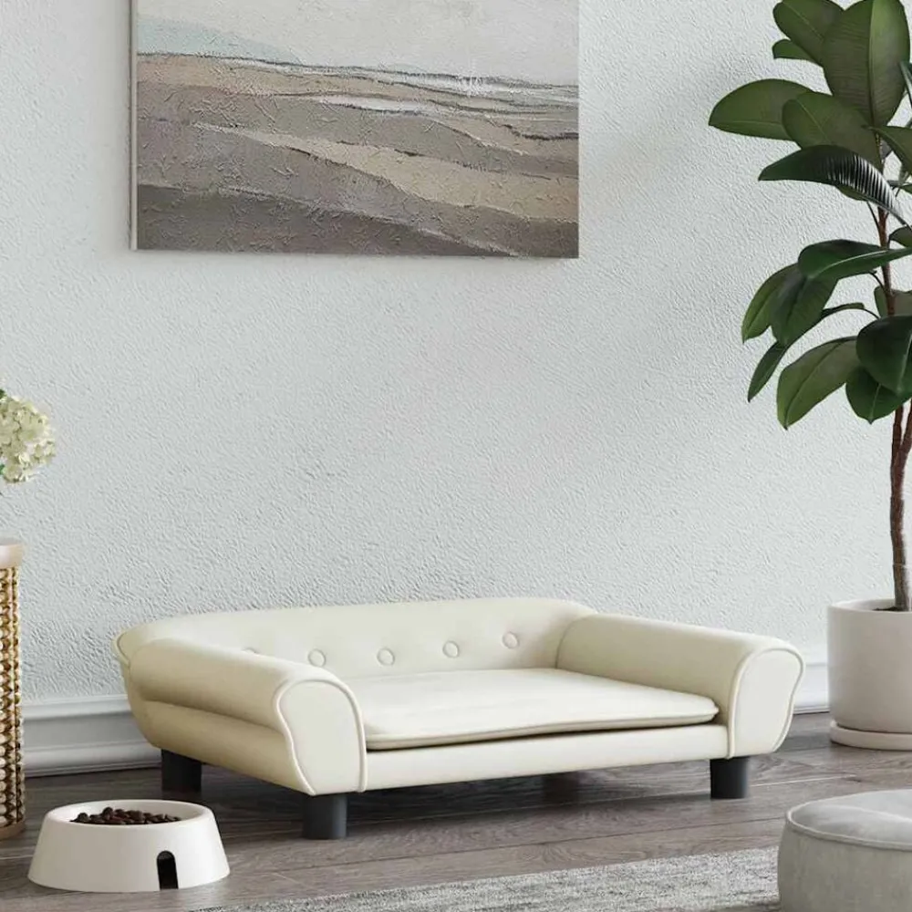 Huisdierbenodigdheden*vidaXL Hondenmand 70x48x22 cm fluweel crèmekleurig Crème