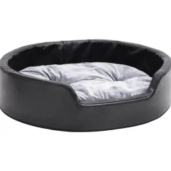 Hondenmand 69x59x19 cm pluche en kunstleer zwart en>vidaXL Online