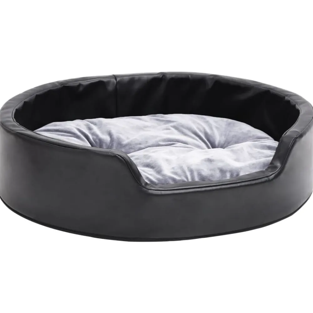 Hondenmand 69x59x19 cm pluche en kunstleer zwart en>vidaXL Online
