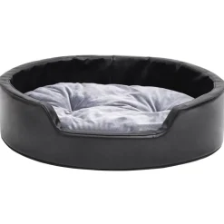 Hondenmand 69x59x19 cm pluche en kunstleer zwart en><noscript><img width=