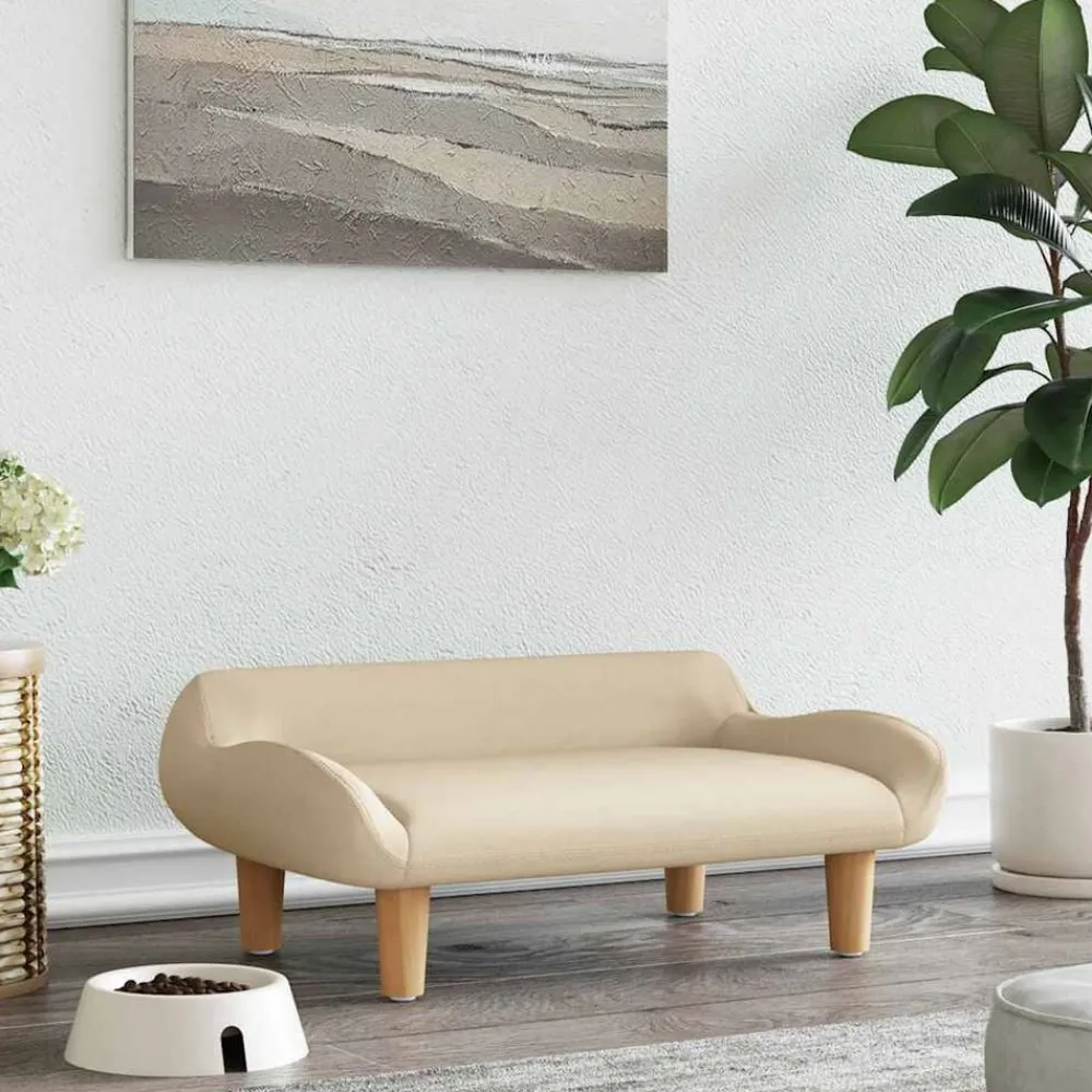 Huisdierbenodigdheden*vidaXL Hondenmand 70x40x24 cm stof crèmekleurig Crème