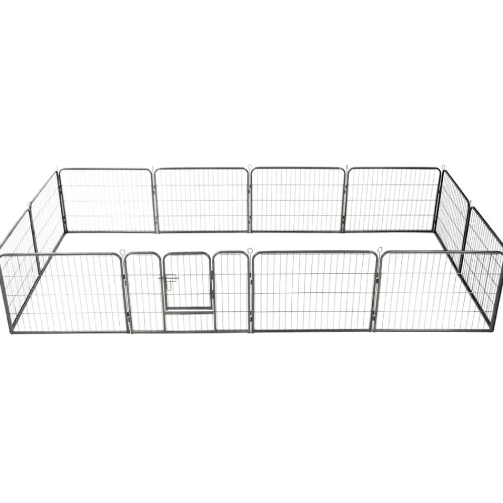 Hondenren met 12 panelen 80x60 cm staal zwart>vidaXL Sale