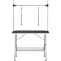Huisdierbenodigdheden*vidaXL Hondentrimtafel verstelbaar met 2 lussen en opbergschap