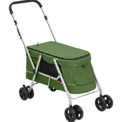Huisdierbenodigdheden*vidaXL Hondenwagen inklapbaar 100x49x96 cm linnenstof Groen