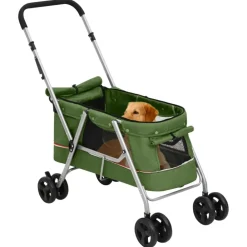 Huisdierbenodigdheden*vidaXL Hondenwagen inklapbaar 100x49x96 cm linnenstof Groen