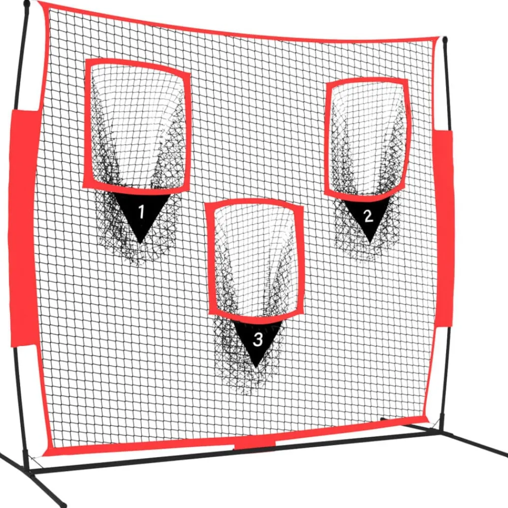 Honkbalnet draagbaar 183x105x183 cm Polyester zwart en rood>vidaXL Discount