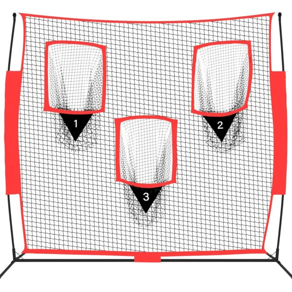 Honkbalnet draagbaar 183x105x183 cm Polyester zwart en rood>vidaXL Discount