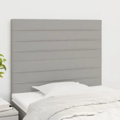Bedden & Accessoires*vidaXL Hoofdbord 80x5x118/128 cm stof Lichtgrijs
