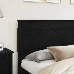 Bedden & Accessoires*vidaXL Hoofdbord met hoofdeinde 200 cm Bewerkt hout Zwart eiken