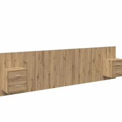 Bedden & Accessoires*vidaXL Hoofdbord Met Kast met lade 3 pcs Artisan Eiken Bewerkt hout artisanaal eikenkleurig