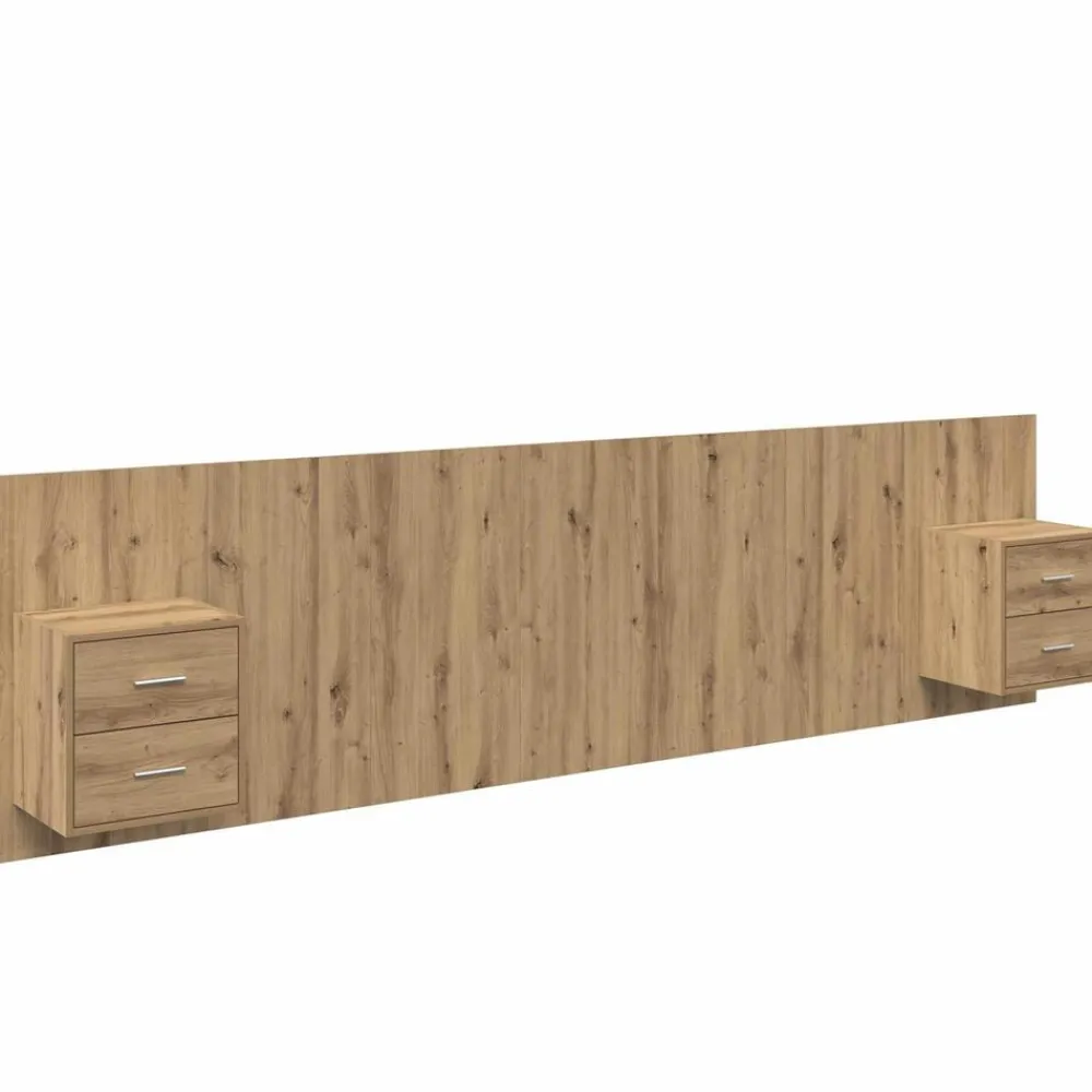 Bedden & Accessoires*vidaXL Hoofdbord Met Kast met lade 3 pcs Artisan Eiken Bewerkt hout artisanaal eikenkleurig