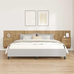 Bedden & Accessoires*vidaXL Hoofdbord Met Kast met lade 3 pcs Artisan Eiken Bewerkt hout artisanaal eikenkleurig