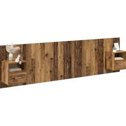 Hoofdbord Met Kast met lade 3 pcs Bewerkt hout><noscript><img width=
