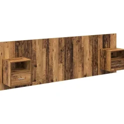 Bedden & Accessoires*vidaXL Hoofdbord Met Kast met lade 3 pcs Bewerkt hout Oud hout
