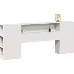 Bedden & Accessoires*vidaXL Hoofdbord met opbergruimte 200 cm massief grenenhout Wit