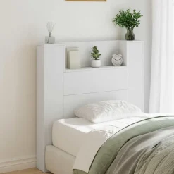 Bedden & Accessoires*vidaXL Hoofdbord met plank 100 x 16,5 x 103,5 cm Bewerkt hout Wit