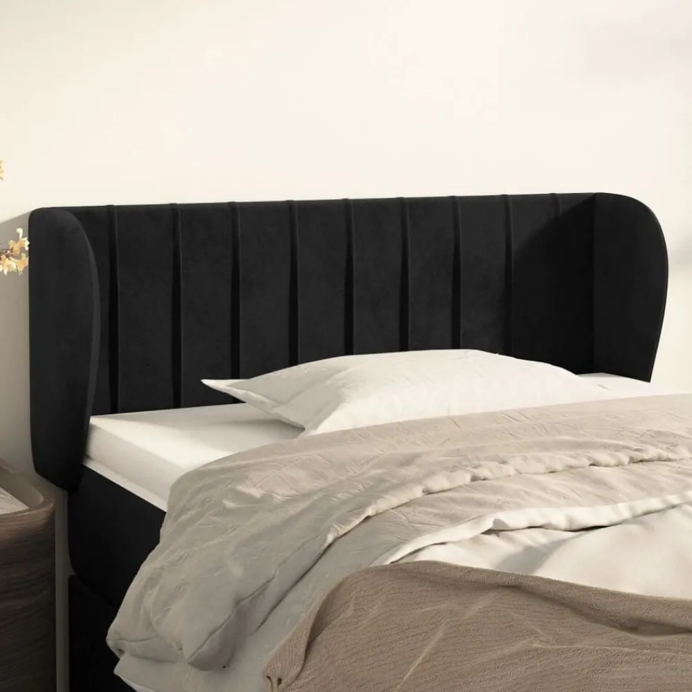 Bedden & Accessoires*vidaXL Hoofdbord met randen 83x23x78/88 cm fluweel Zwart