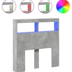 Bedden & Accessoires*vidaXL Hoofdbordkast met LED-verlichting 100x17x102 cm Betongrijs