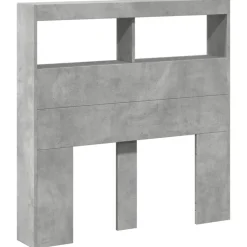 Bedden & Accessoires*vidaXL Hoofdbordkast met LED-verlichting 100x17x102 cm Betongrijs
