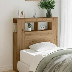 Hoofdeinde met LED 100x18,5x103,5 cm hout artisanaal eikenkleur>vidaXL Hot