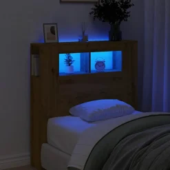 Hoofdeinde met LED 100x18,5x103,5 cm hout artisanaal eikenkleur><noscript><img width=