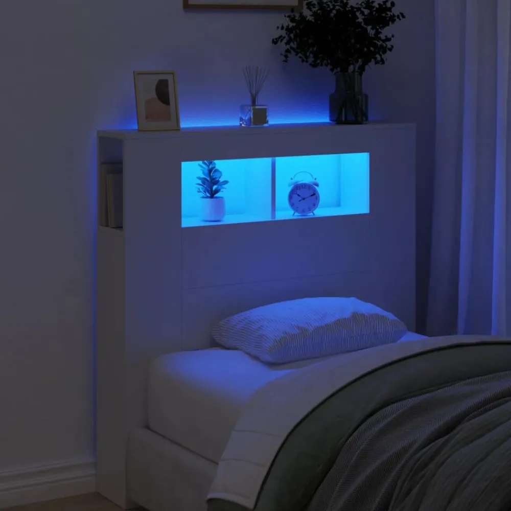 Hoofdeinde met LED 100x18,5x103,5 cm bewerkt hout>vidaXL Clearance