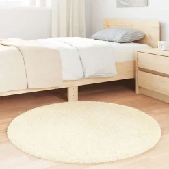 Hoogpolig vloerkleed NAVARRA 100x100 cm polyester crèmekleurig><noscript><img width=