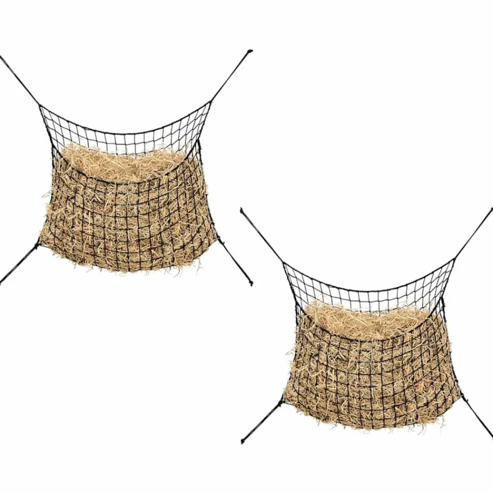 Agrarische Sector*vidaXL Hooinetten 2 st 90x60 cm rechthoekig polypropeen Zwart