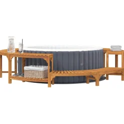 Hot Tub Omgeving Bruin Ø255 x 55,5 cm Massief Acaciahout><noscript><img width=