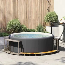 Hottub ombouw opbergruimte en houten opstapje poly rattan><noscript><img width=