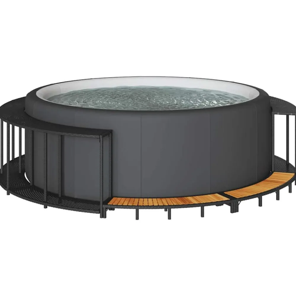Hottub Surround opbergruimte houten opstapje poly rattan>vidaXL Hot