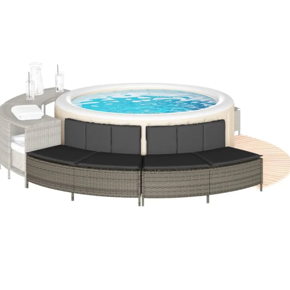 Hottub-bankjes met kussens 2 st poly rattan>vidaXL Discount