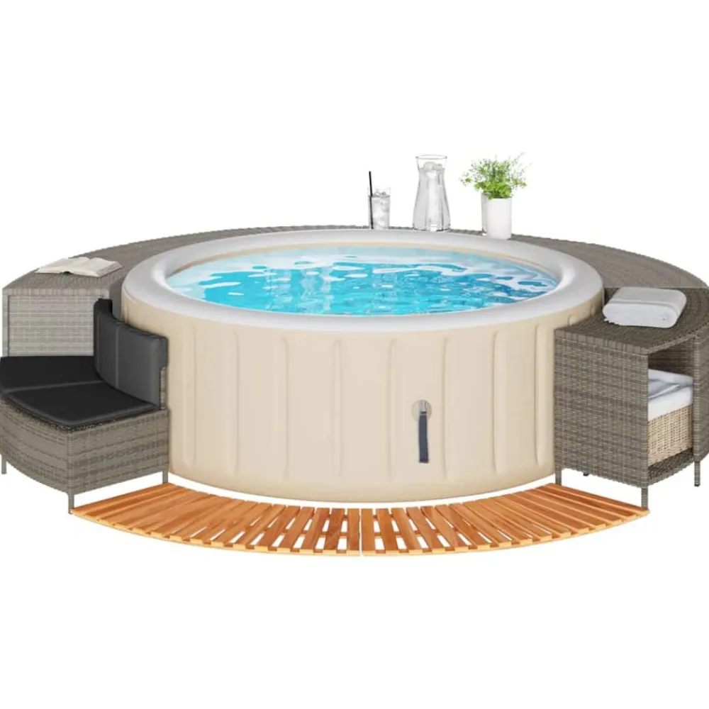 Hottub-ombouw poly rattan massief acaciahout>vidaXL Outlet