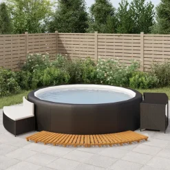 Zwembaden & Spa'S*vidaXL Hottub-ombouw poly rattan en massief acaciahout Zwart