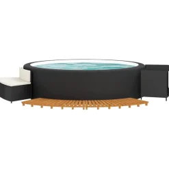 Zwembaden & Spa'S*vidaXL Hottub-ombouw poly rattan en massief acaciahout Zwart