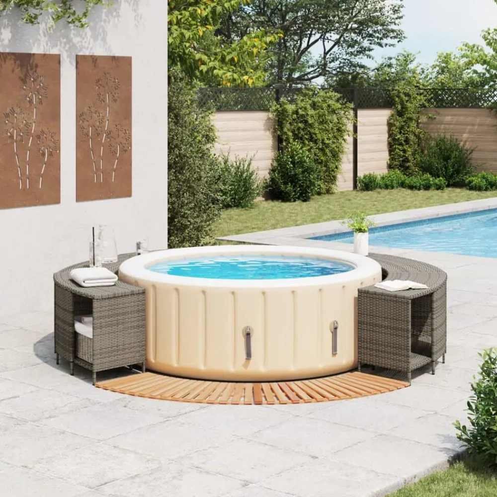 Zwembaden & Spa'S*vidaXL Hottub-ombouw poly rattan massief acaciahout Grijs