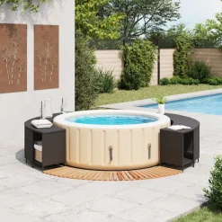 Zwembaden & Spa'S*vidaXL Hottub-ombouw poly rattan en massief acaciahout Zwart
