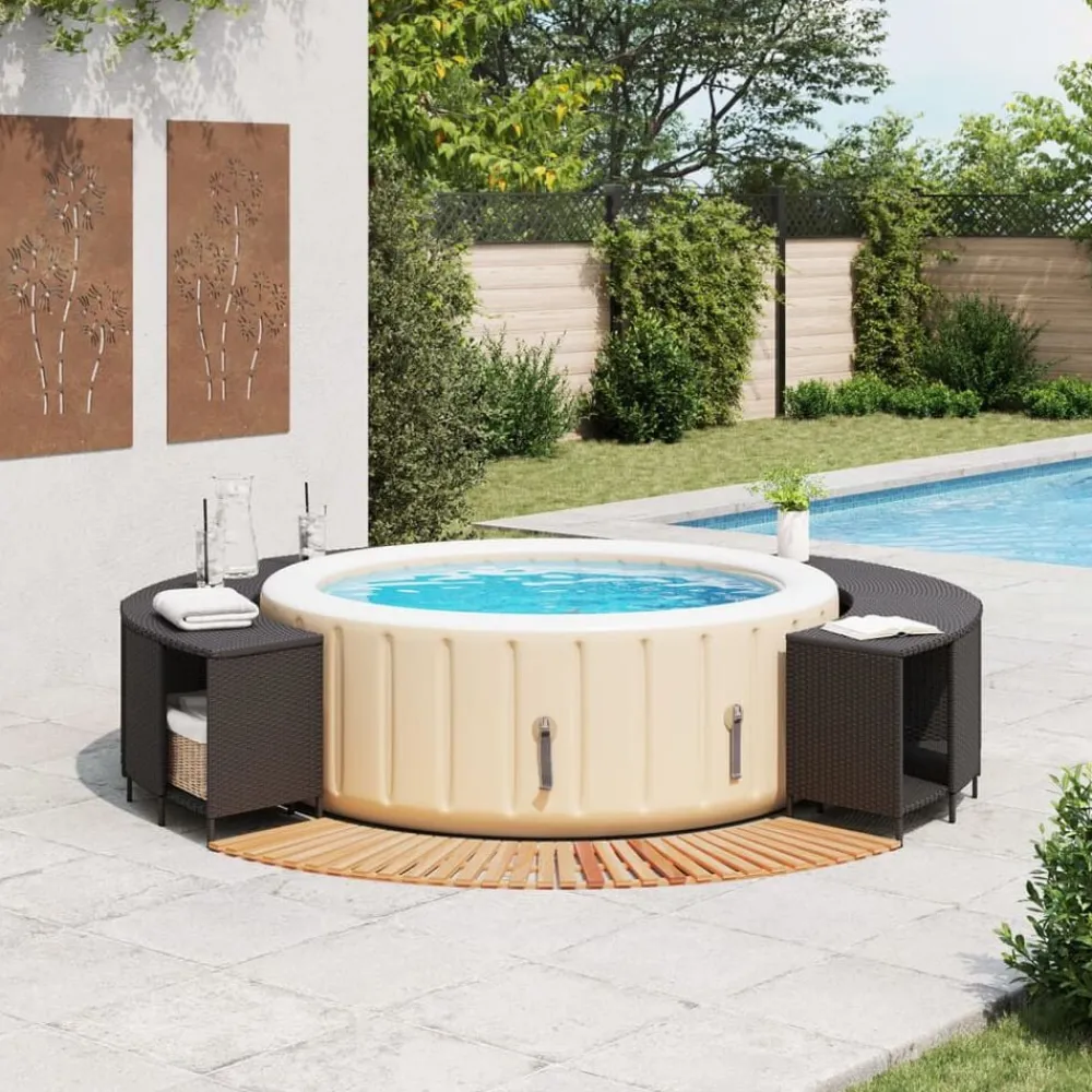Zwembaden & Spa'S*vidaXL Hottub-ombouw poly rattan en massief acaciahout Zwart