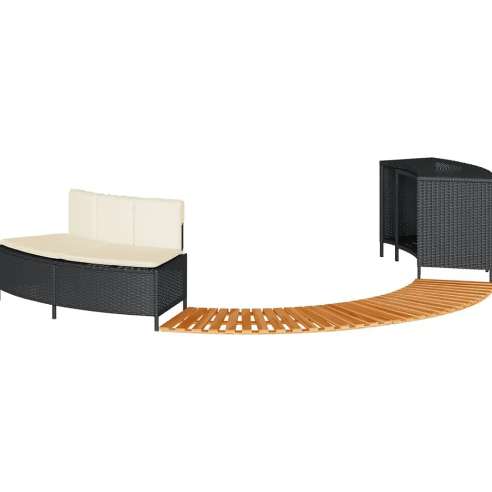 Zwembaden & Spa'S*vidaXL Hottub-ombouw poly rattan en massief acaciahout Zwart