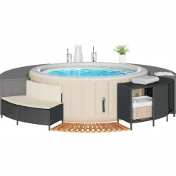 Hottub-ombouw poly rattan en massief acaciahout>vidaXL Best